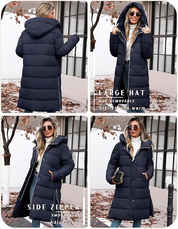 Xukk Womens Long Puffer Jacket Winter Warm Coat Hooded